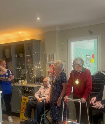 residents with their medals