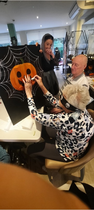 residents playing halloween games