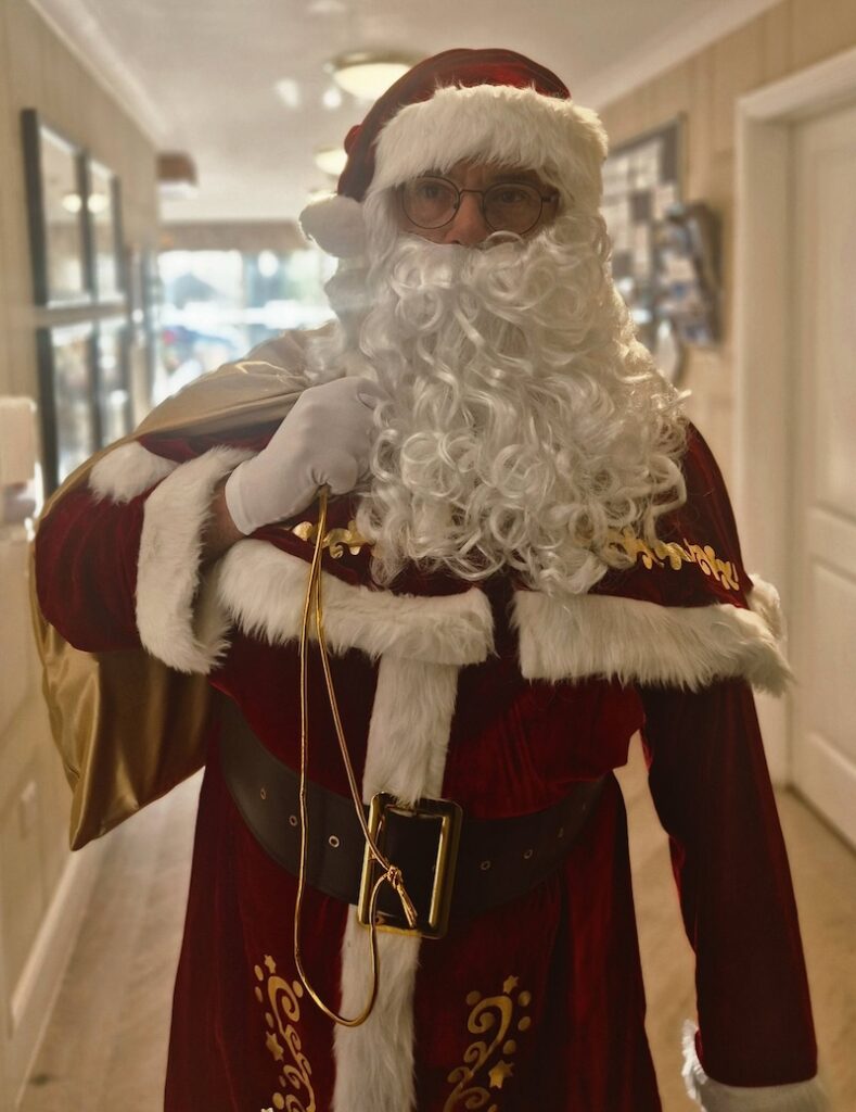 man dressed up as santa