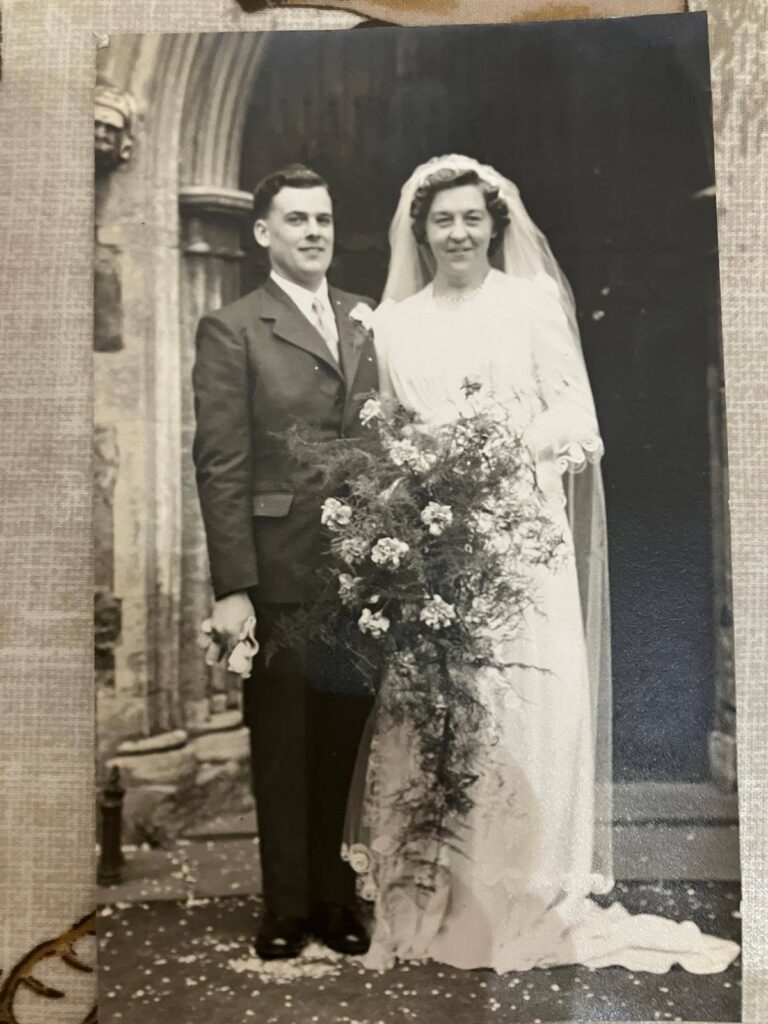 black and white photo of a couple at a wedding